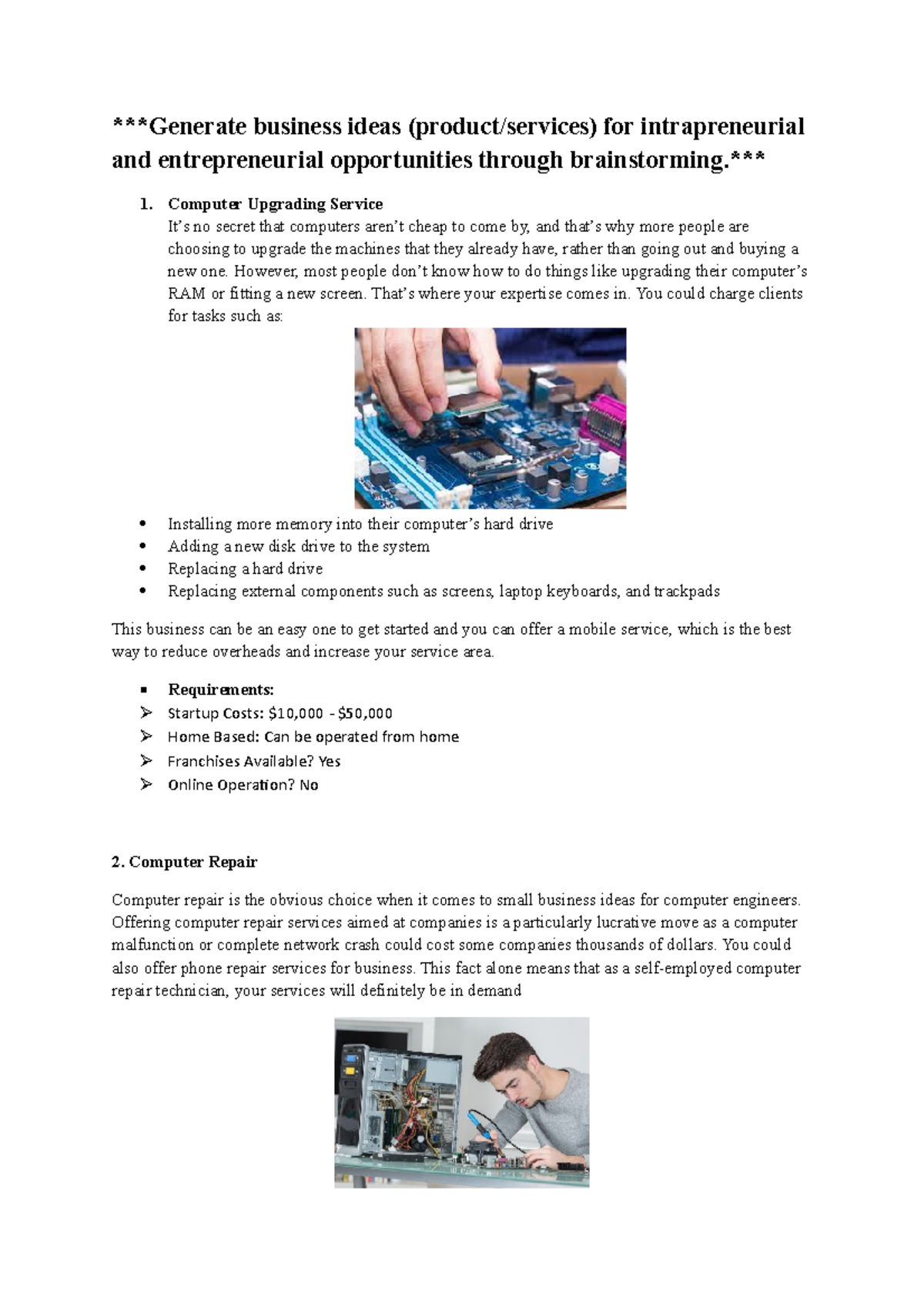 Generate business ideas - *** Computer Upgrading Service It’s no secret ...