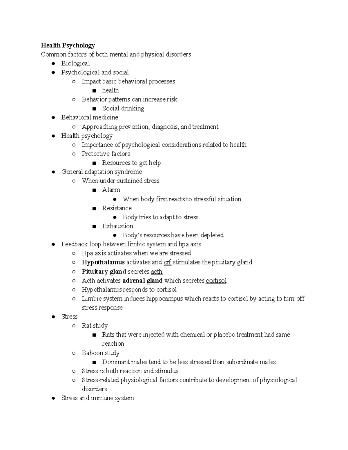 PSYC3330 Module 2 - Health Psychology Common factors of both mental and ...