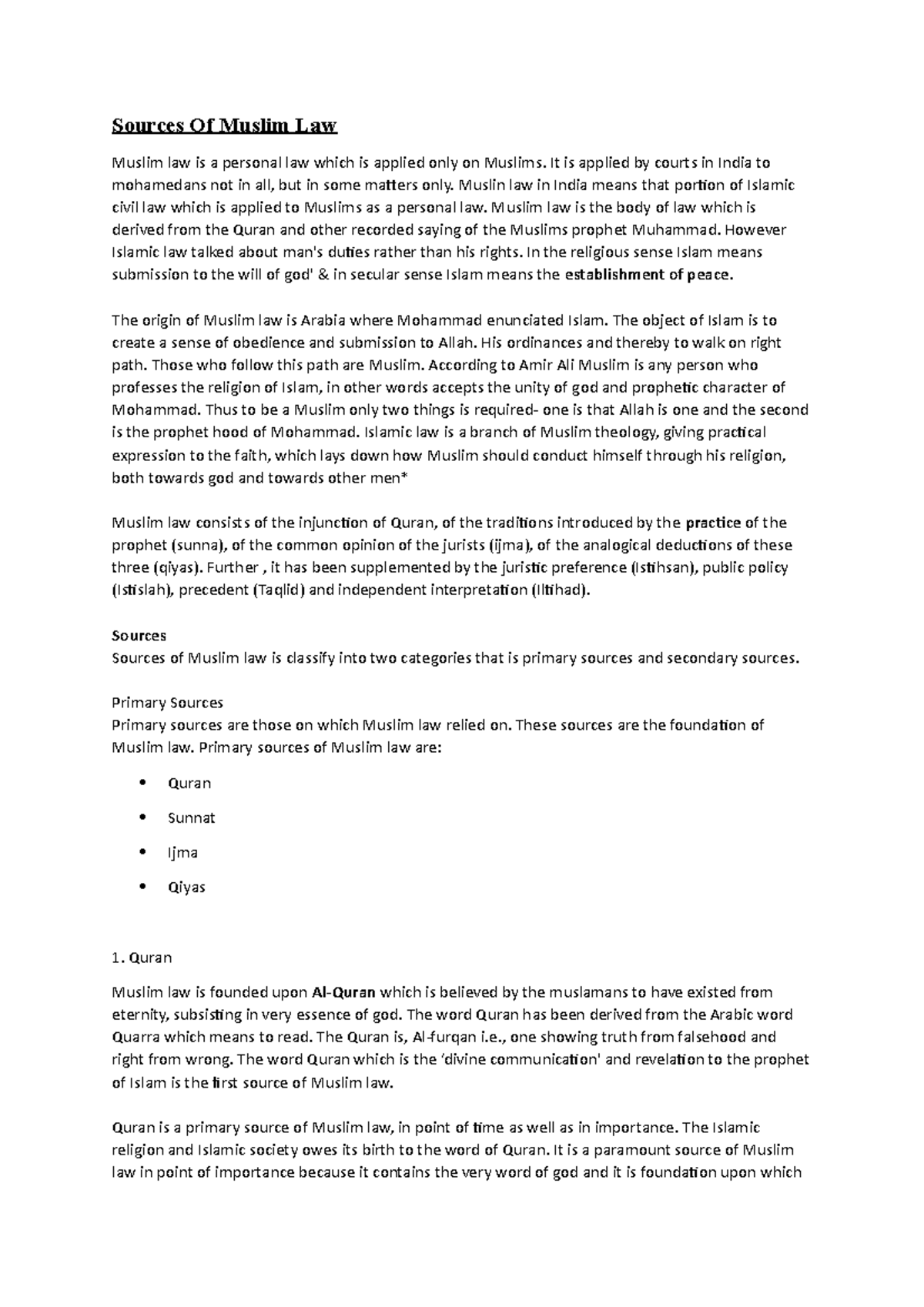 Sources Of Muslim Law-1, schools of muslim law - Sources Of Muslim Law ...