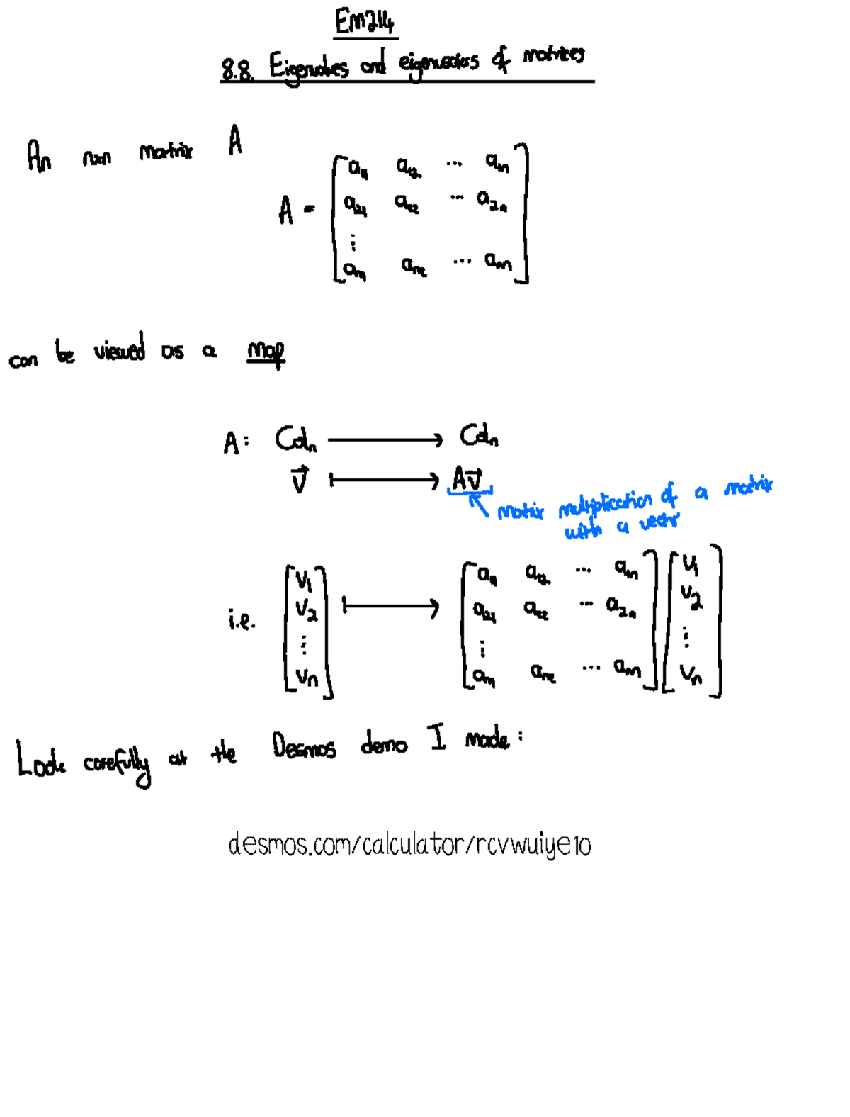 9+ Desmos Calculator Matrix EM 214 topic 8.8 - desmos/calculator/rcvwuiye1o EM 214 8. Eigenvalues