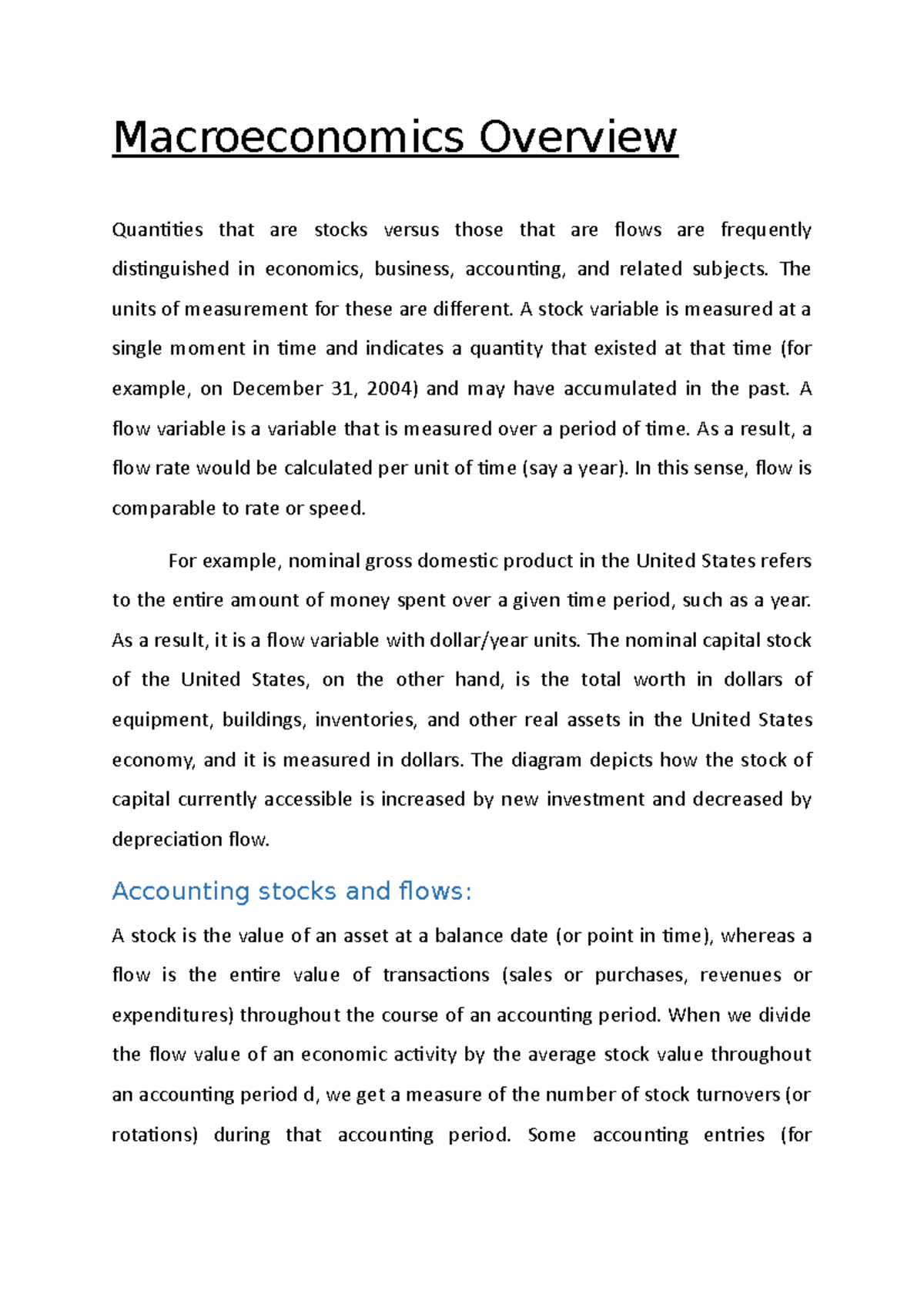 Macroeconomics Overview - Macroeconomics Overview Quantities That Are ...