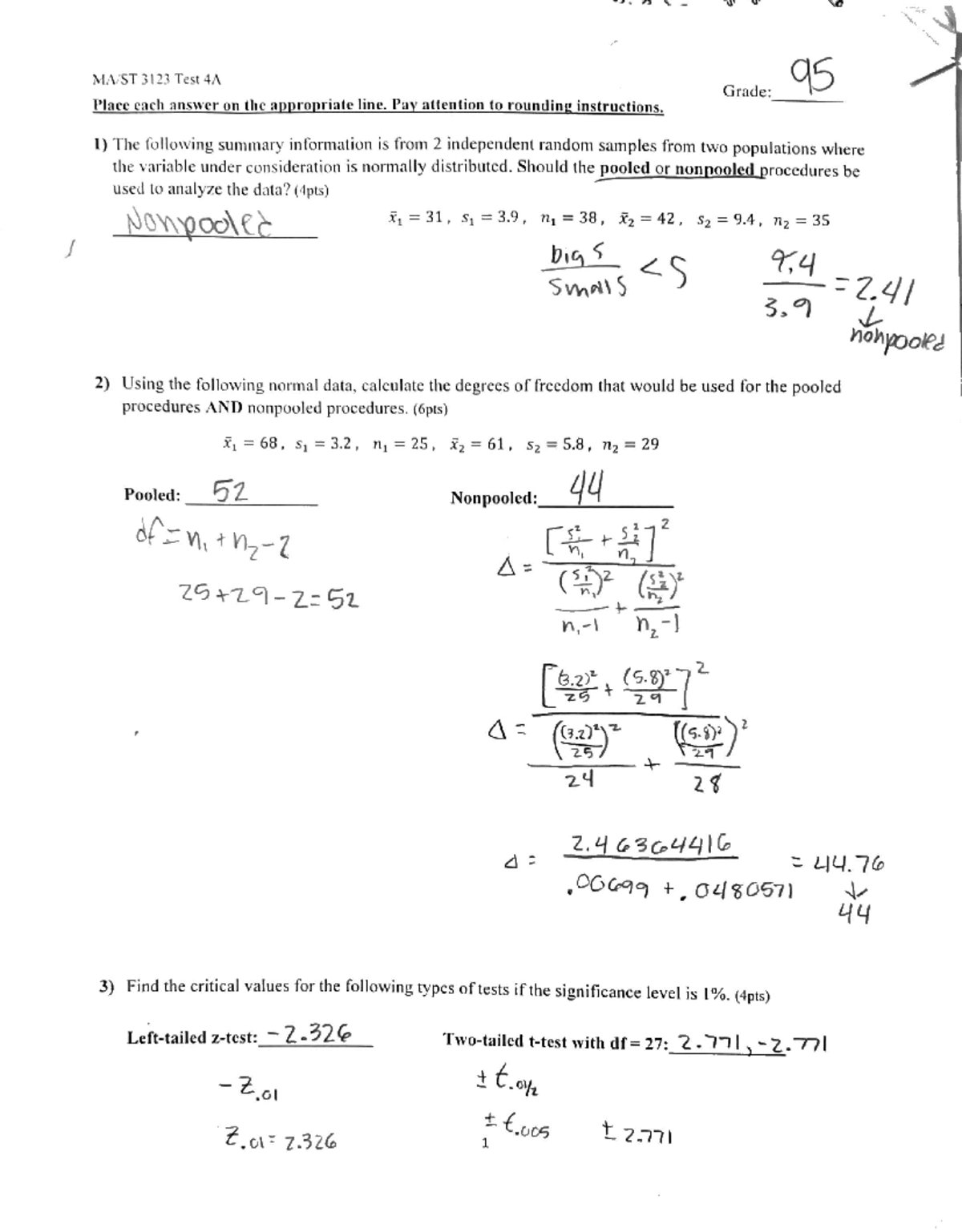 Introtostatinftest 4 - Practice Test 4 - ST 3123 - Mississippi State ...