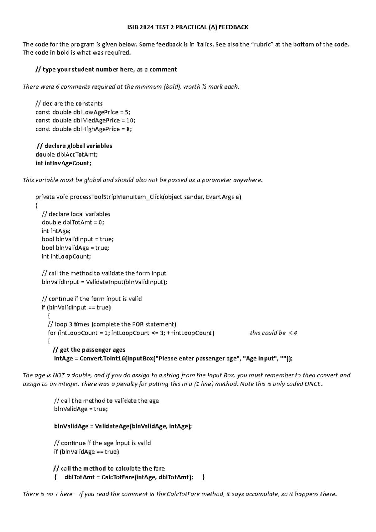 Test 2 Prac A feedback - helpful - ISIB 202 4 TEST 2 PRACTICAL (A ...
