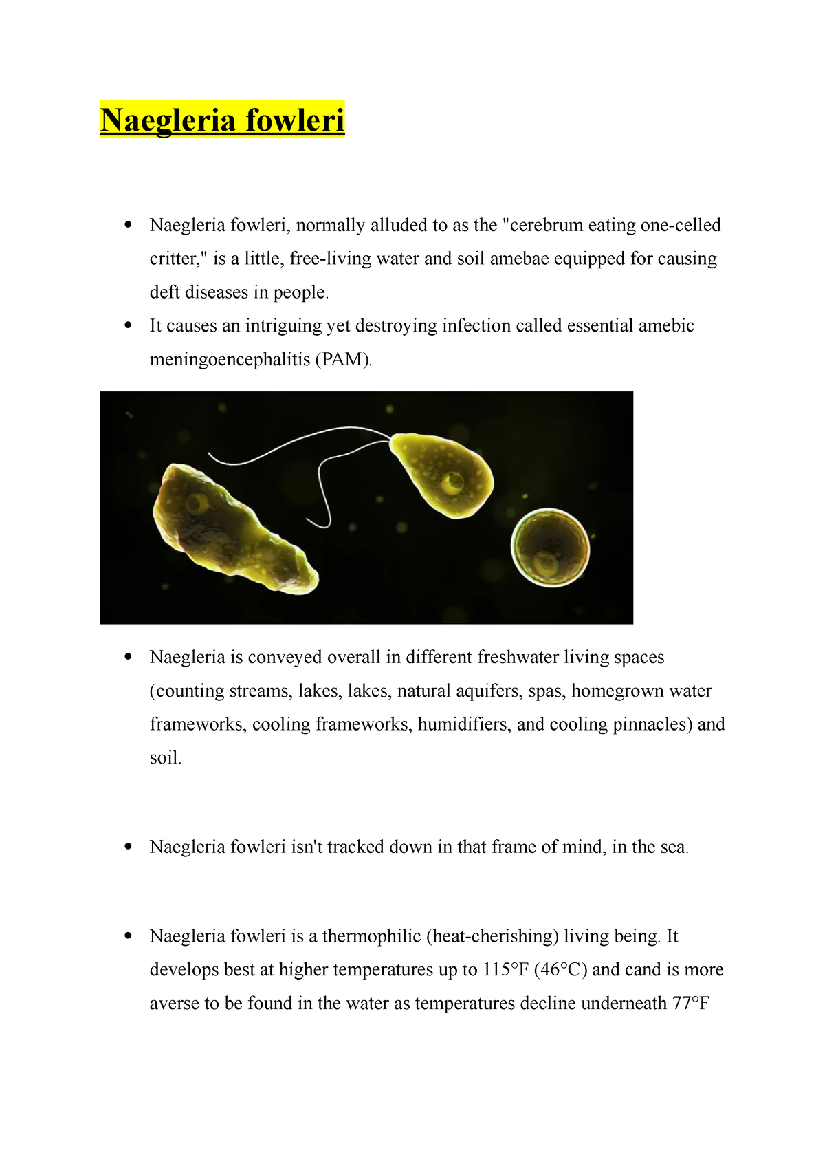 Naegleria Fowleri - Useful Lecture Notes - Naegleria Fowleri Naegleria ...