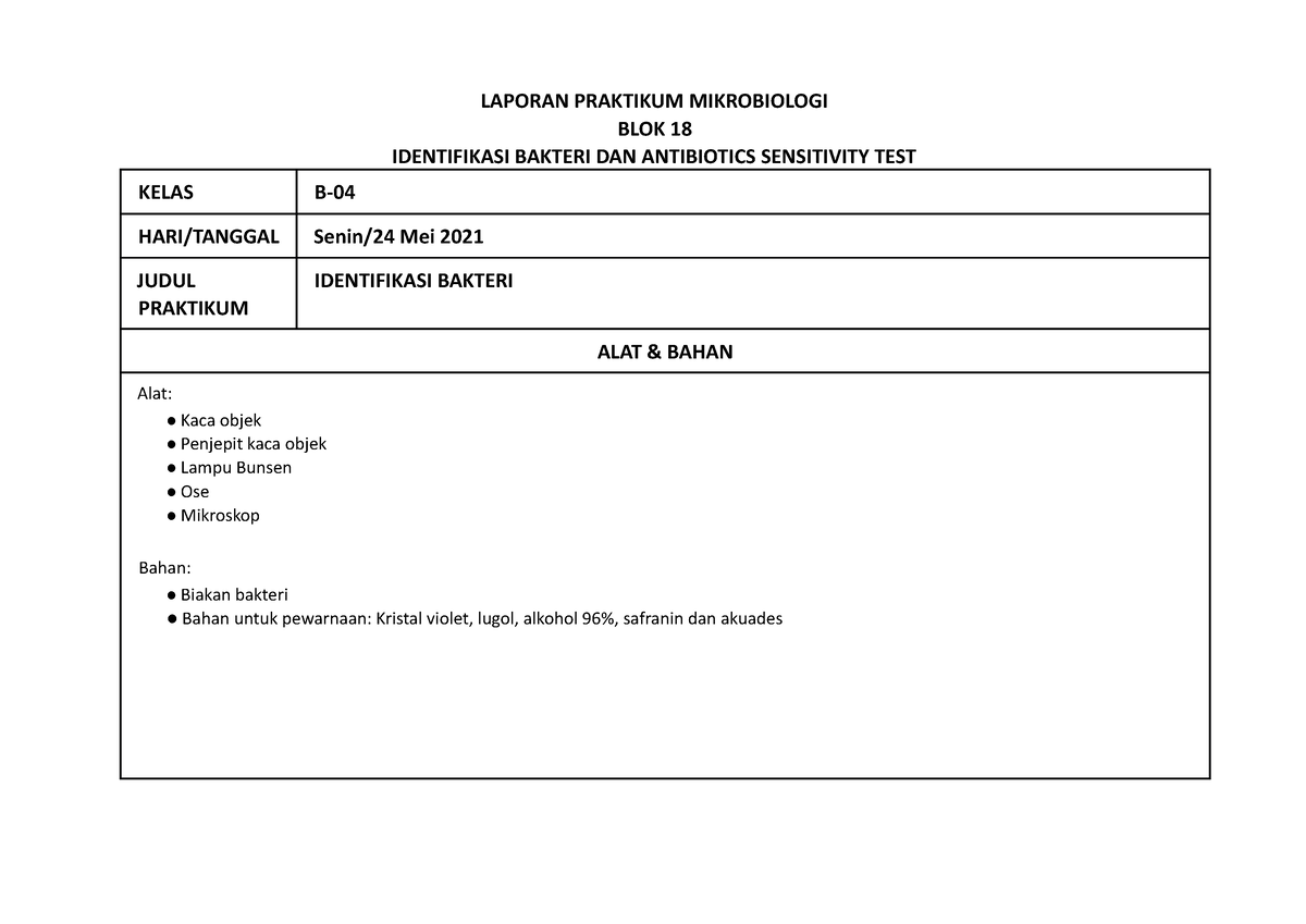 B-04 Laporan Praktikum Mikrobiologi - LAPORAN PRAKTIKUM MIKROBIOLOGI ...