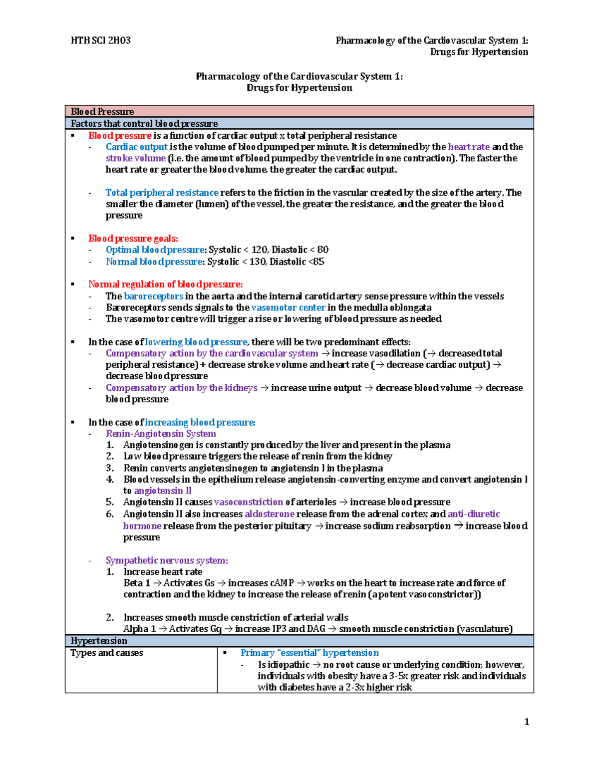 Lecture Notes Lecture 19 Cardiovascular System Hth Sci 2h03 Lecture Notes Lecture 19 Cardiovascular System Hth Sci 2h03