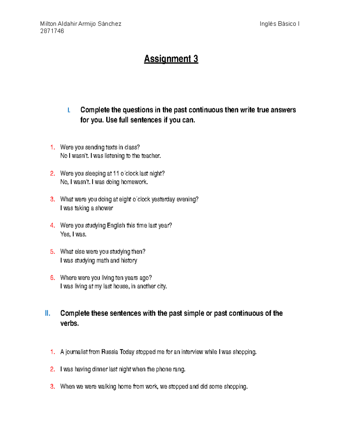 Assignment 3 - ingles basico - TecMilenio - Studocu