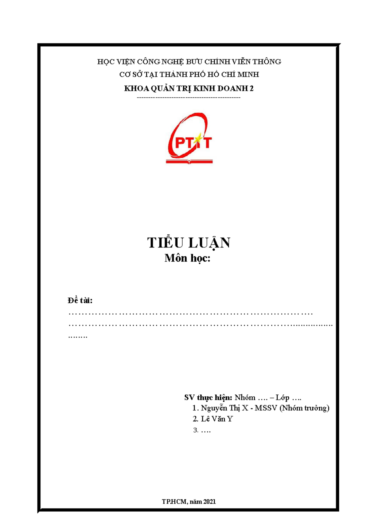 Tieu luan Tam ly quan ly - Mẫu trình bày tiểu luận - BẢNG ĐÁNH GIÁ ...