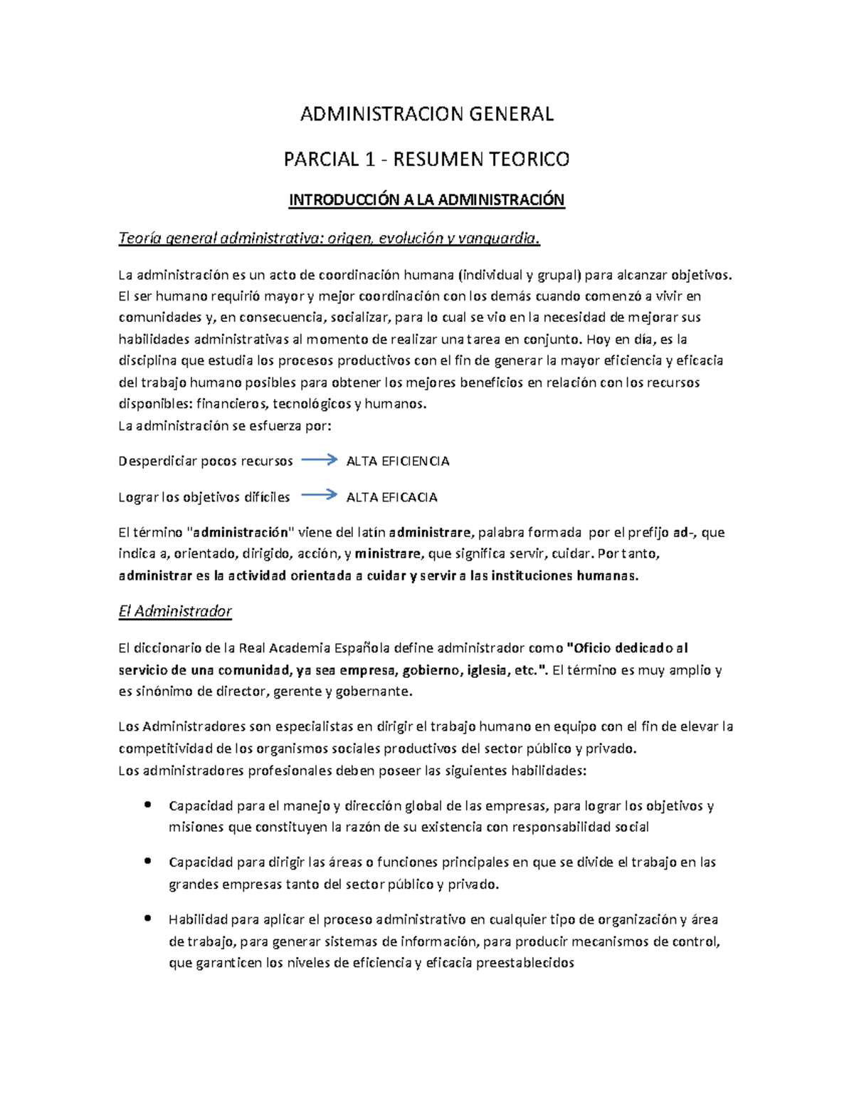Administracion General Parcial 1 Teoria - Warning: TT: undefined ...