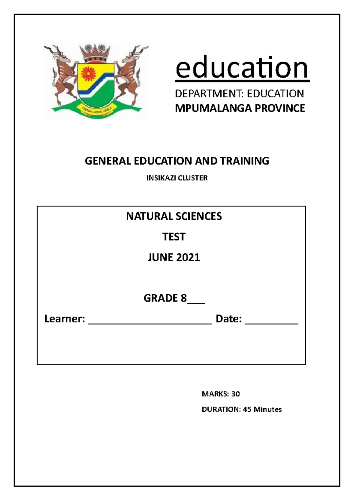 english test grade 8 term 2 2024