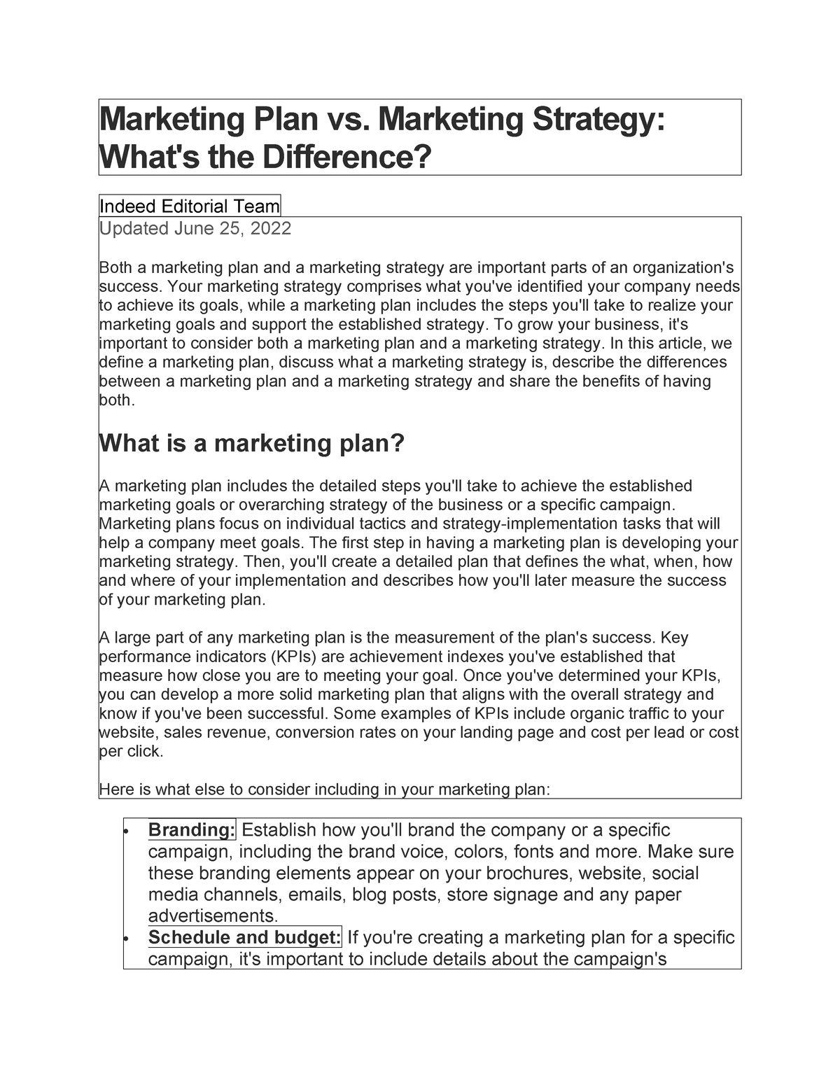 Marketing Plan vs 1 - Notes - Marketing Plan vs. Marketing Strategy ...