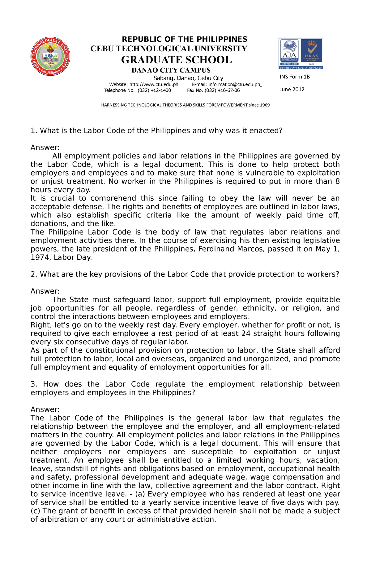 Assignment 2 - Bobbie L. Lavador - Republic Of The Philippines Cebu 