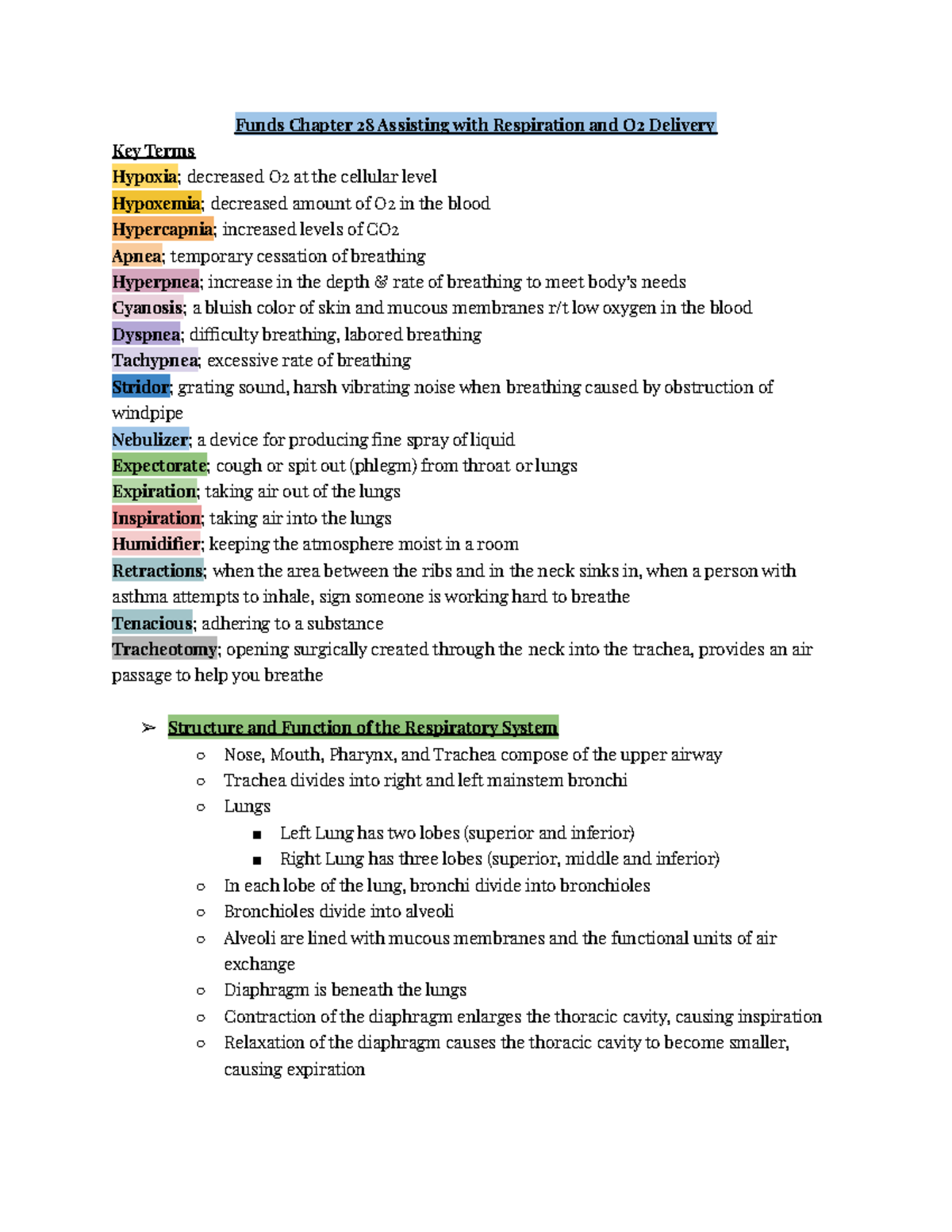 Funds Chapter 28 Assisting With Respiration And O2 Delivery - Changes ...