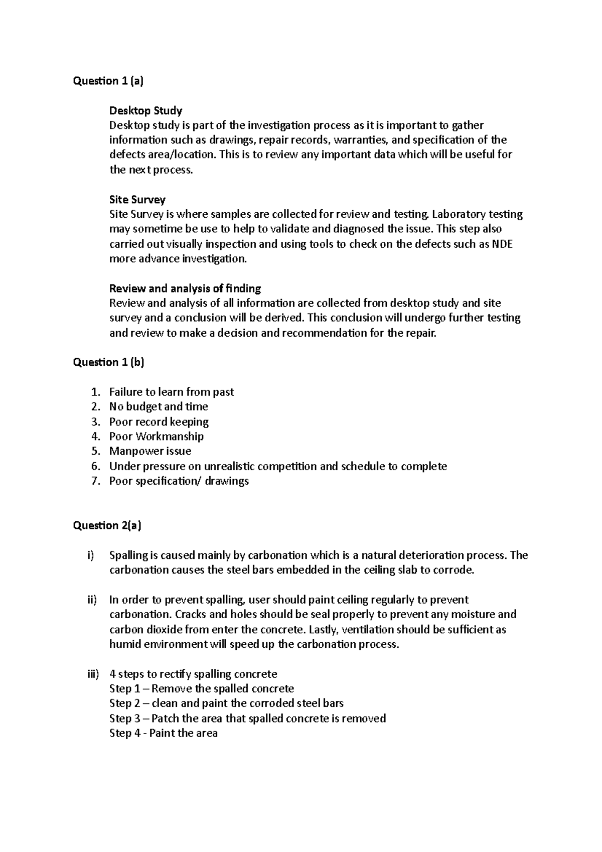 FMT 309 Jan 2019 Answer Question 1 (a) Desktop Study Desktop study is