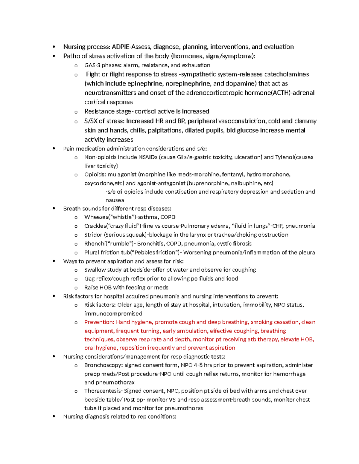 Midterm study guide MS - Nursing process: ADPIE-Assess, diagnose ...