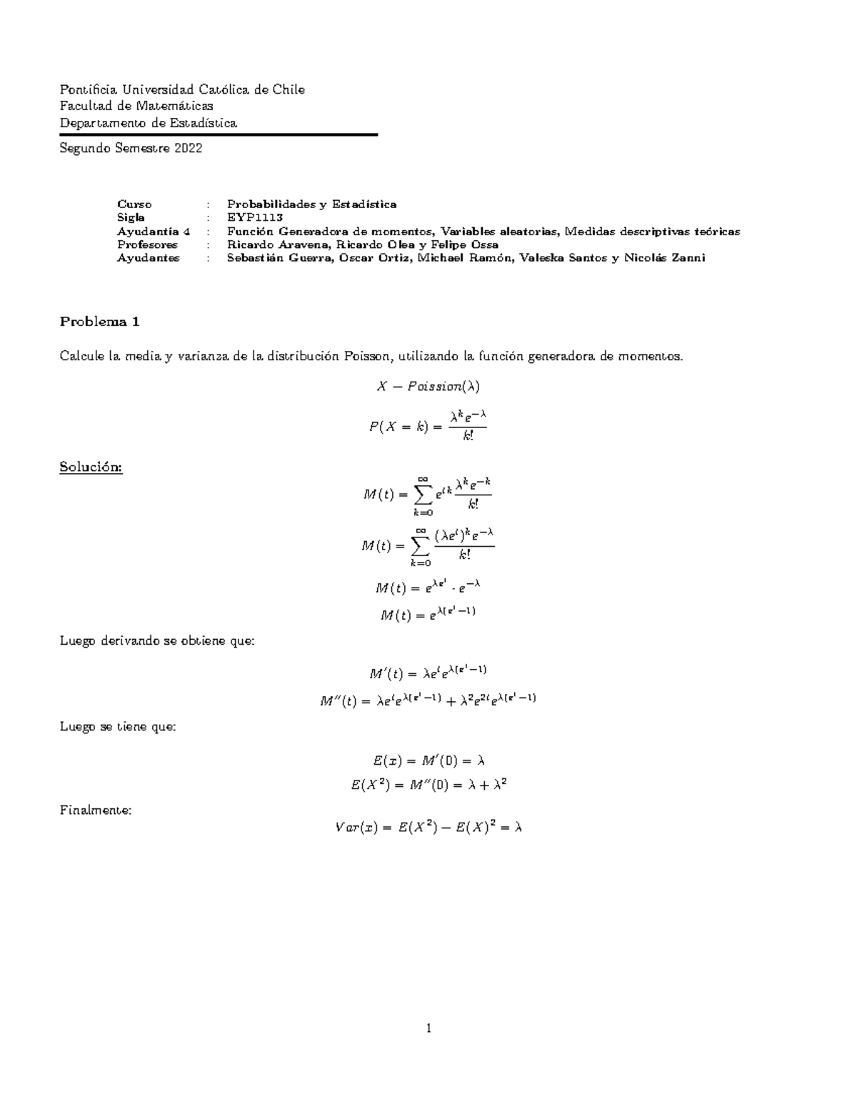 Solución Ayudantía 4 - 2022-1 - Pontificia Universidad Cat ́olica De ...
