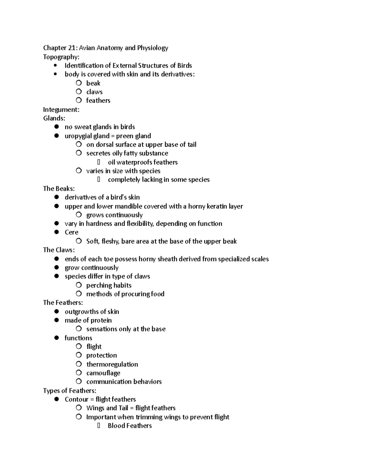 Anatomy Chapter 21 - Chapter 21: Avian Anatomy and Physiology ...