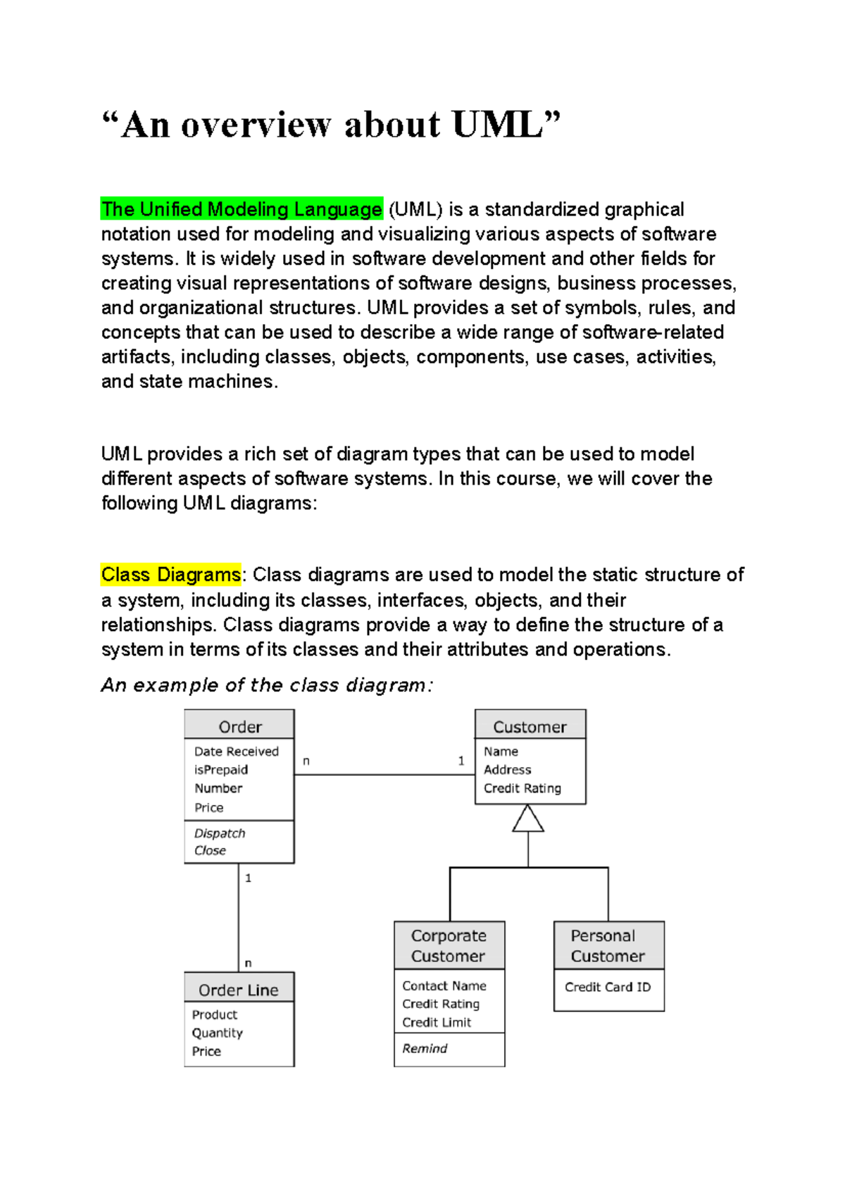 Understanding The Unified Modeling Language (UML) - “An Overview About ...