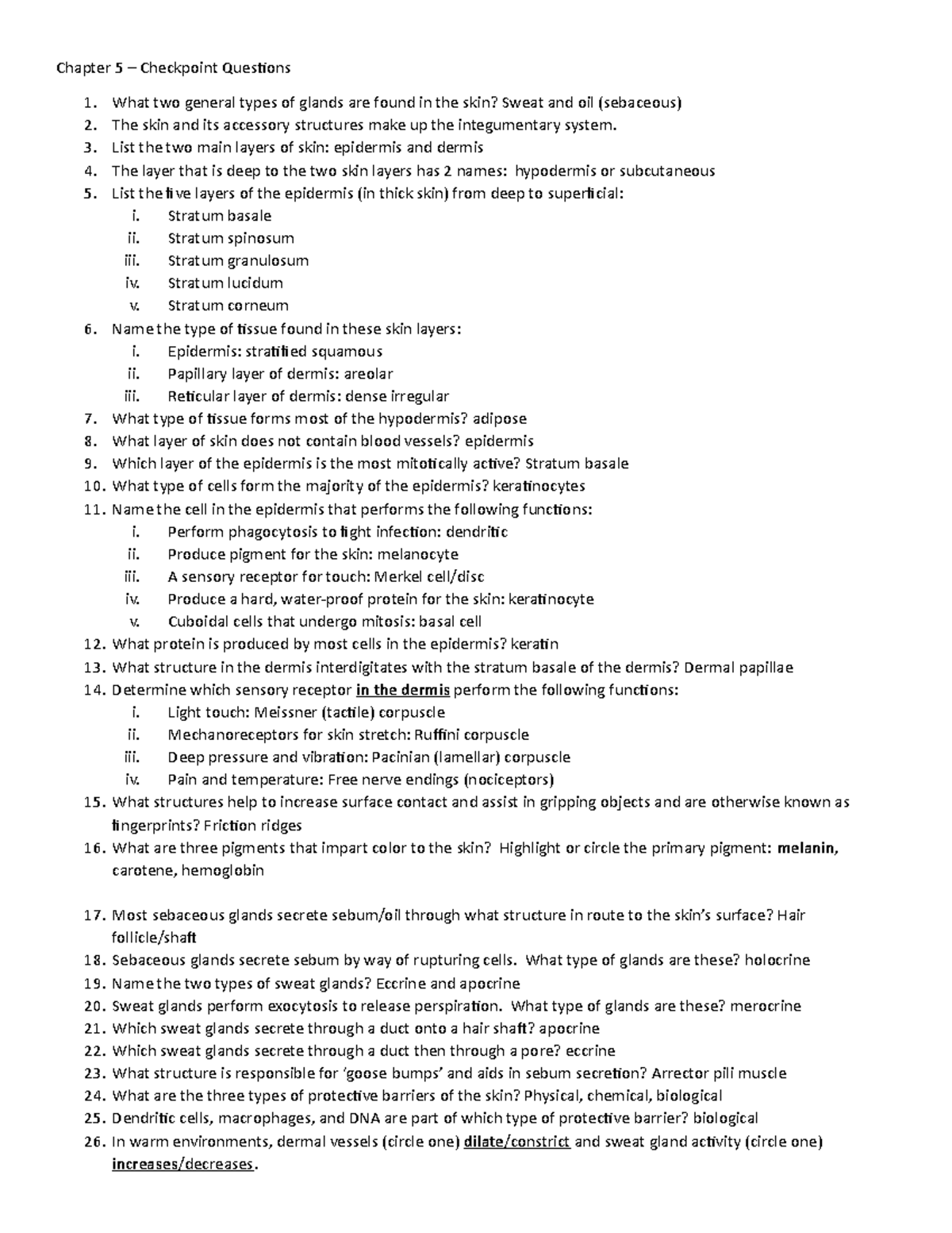 Chapter 5 Checkpoint Answers - Chapter 5 Checkpoint Questions 1. 2. 3 ...