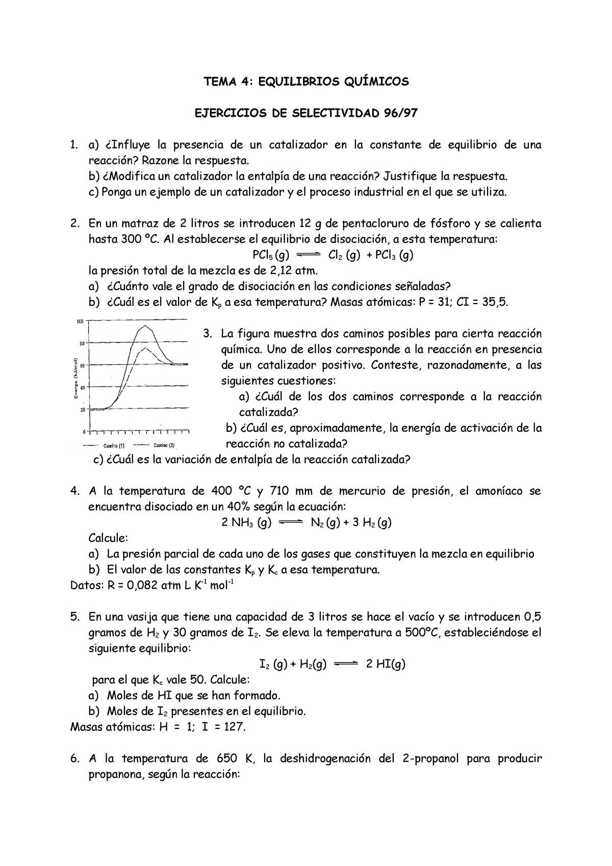 Equilibrio- Quimico - Quimica'ejercicios - TEMA 4: EQUILIBRIOS QUÍMICOS ...