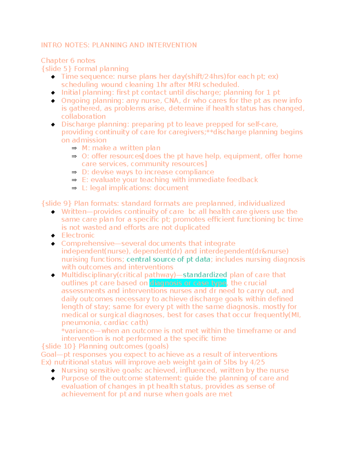 Intro CHAP 6-7 - Wilkinson book chapt 6-7 on planning - INTRO NOTES ...