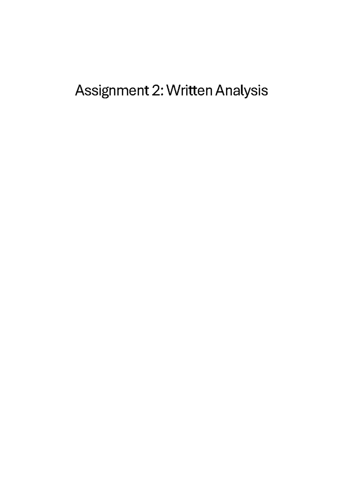 Written Analysis - Assignment 2: Written Analysis Introduction The ...