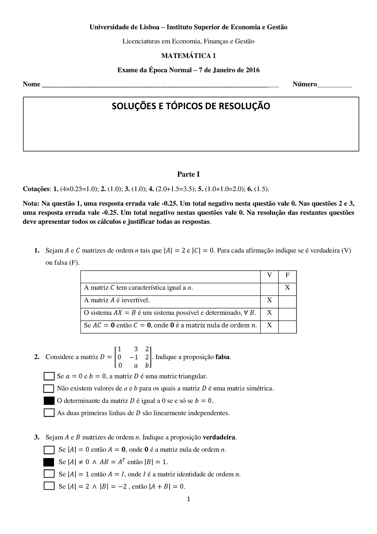 Prova 7 Janeiro 2016 Respostas Universidade De Lisboa Instituto Superior De Economia E 3416