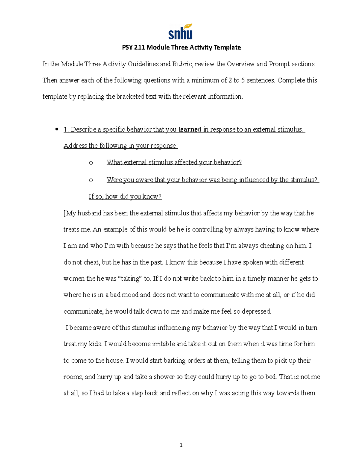 PSY 211 Module 3 Journal Activity - PSY 211 Module Three Activity ...