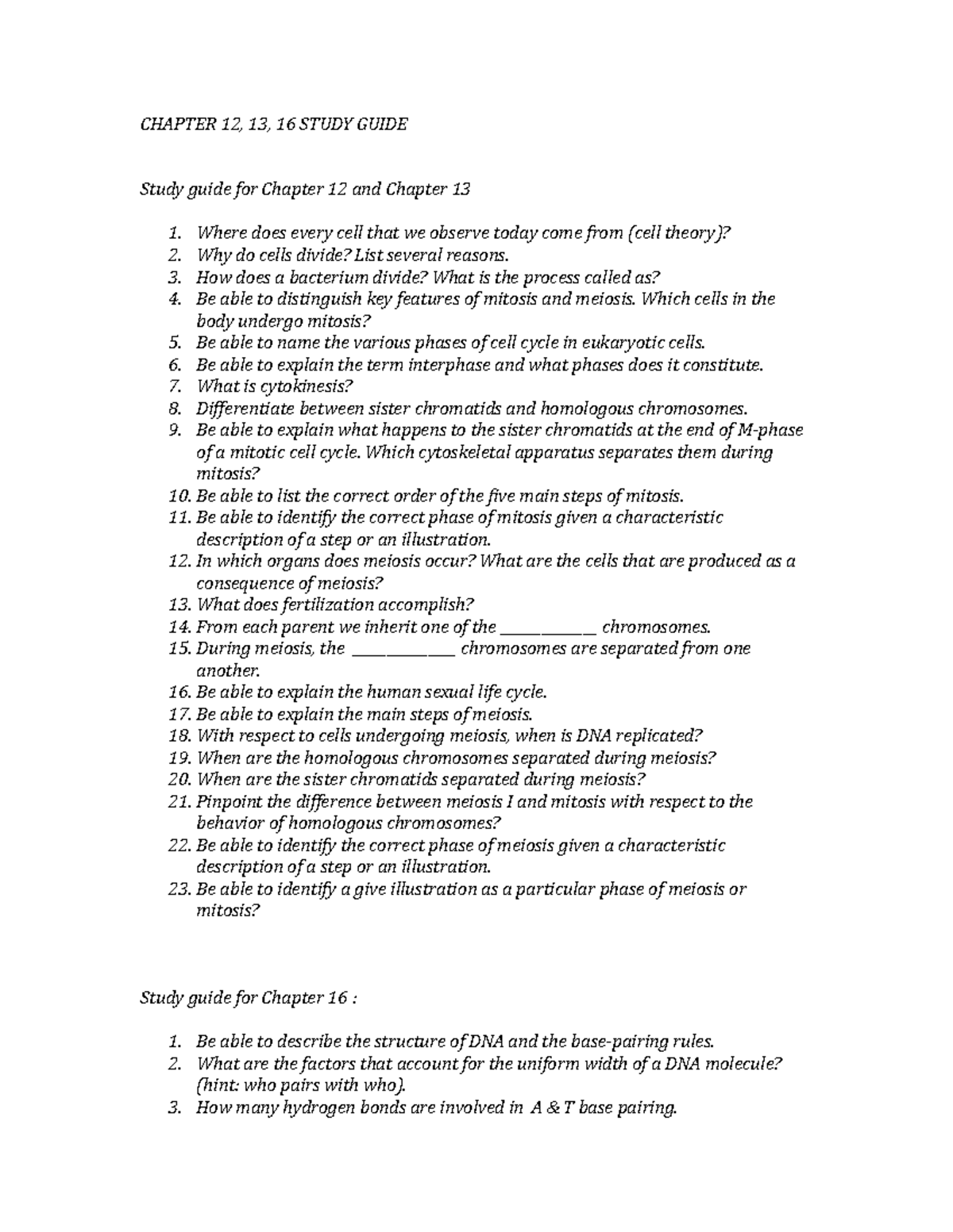 Study Guide For Chapter 12 Chapter 13 Chapter 16 - CHAPTER 12, 13, 16 ...