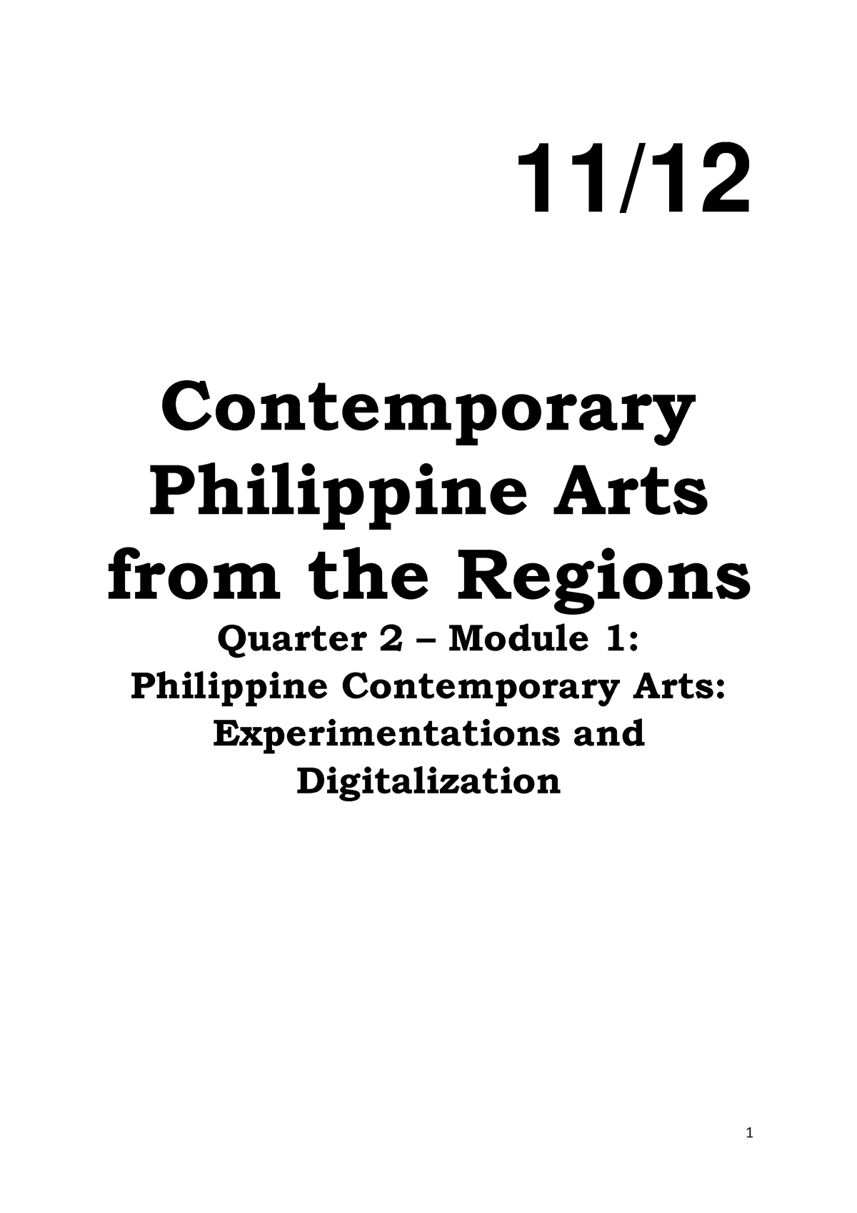 1 Q2 Conarts - Contemporary Arts Module 1 For Second Quarter - 11 ...