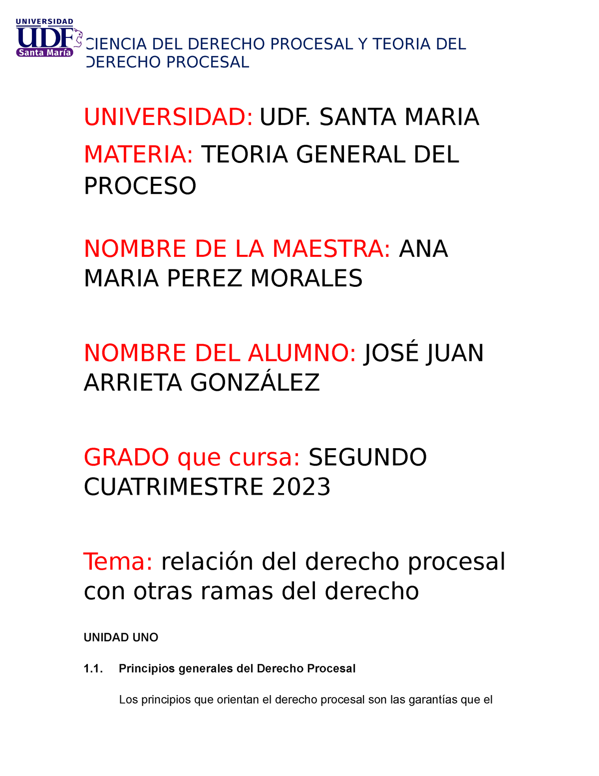 Principios Generales DEL Derecho Procesal - DERECHO PROCESAL ...