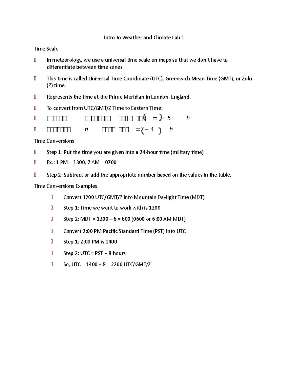 Intro to Weather and Climate Lab 1 ´ This time is called Universal