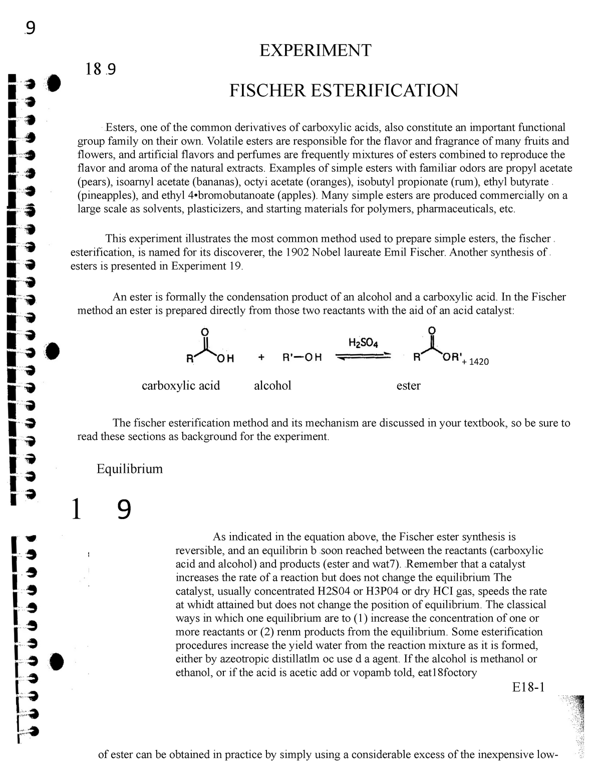 fischer esterification lab experiment