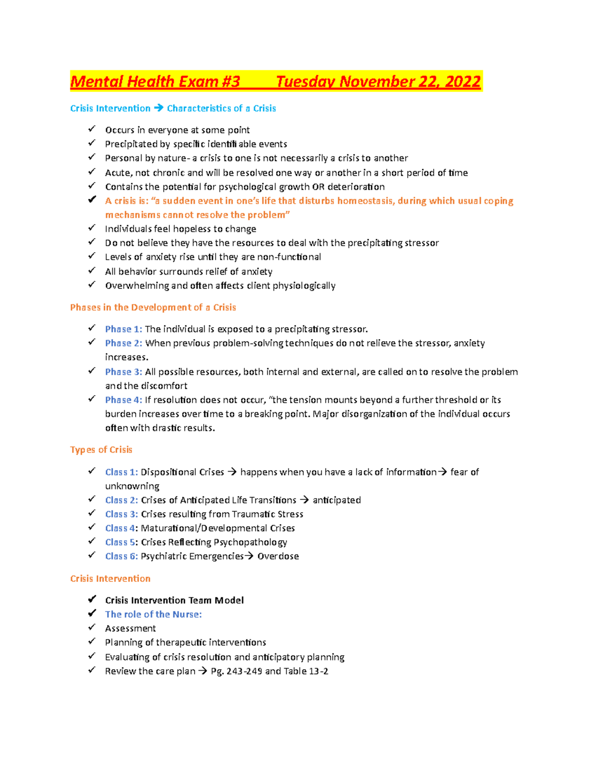 Mental Health Exam: Crisis Intervention Types Of Crisis Suicide Risk ...