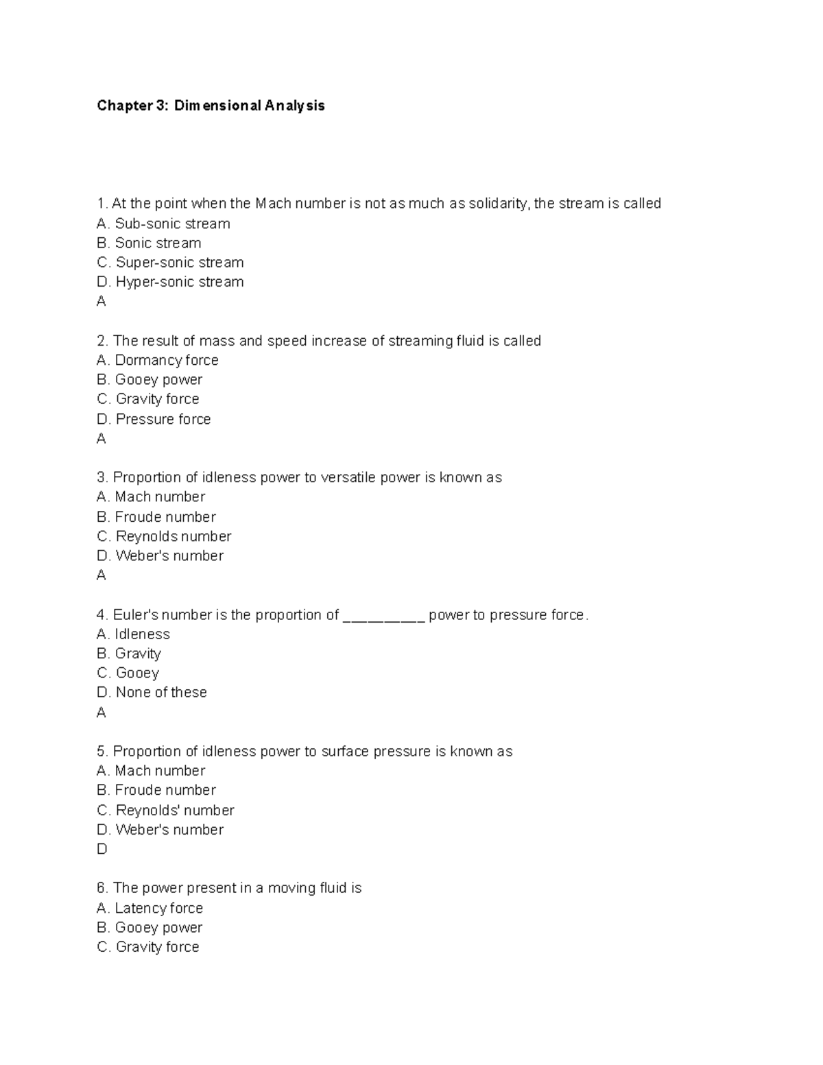 Chapter 3 Dimensional Analysis - Chapter 3: Dimensional Analysis At the ...