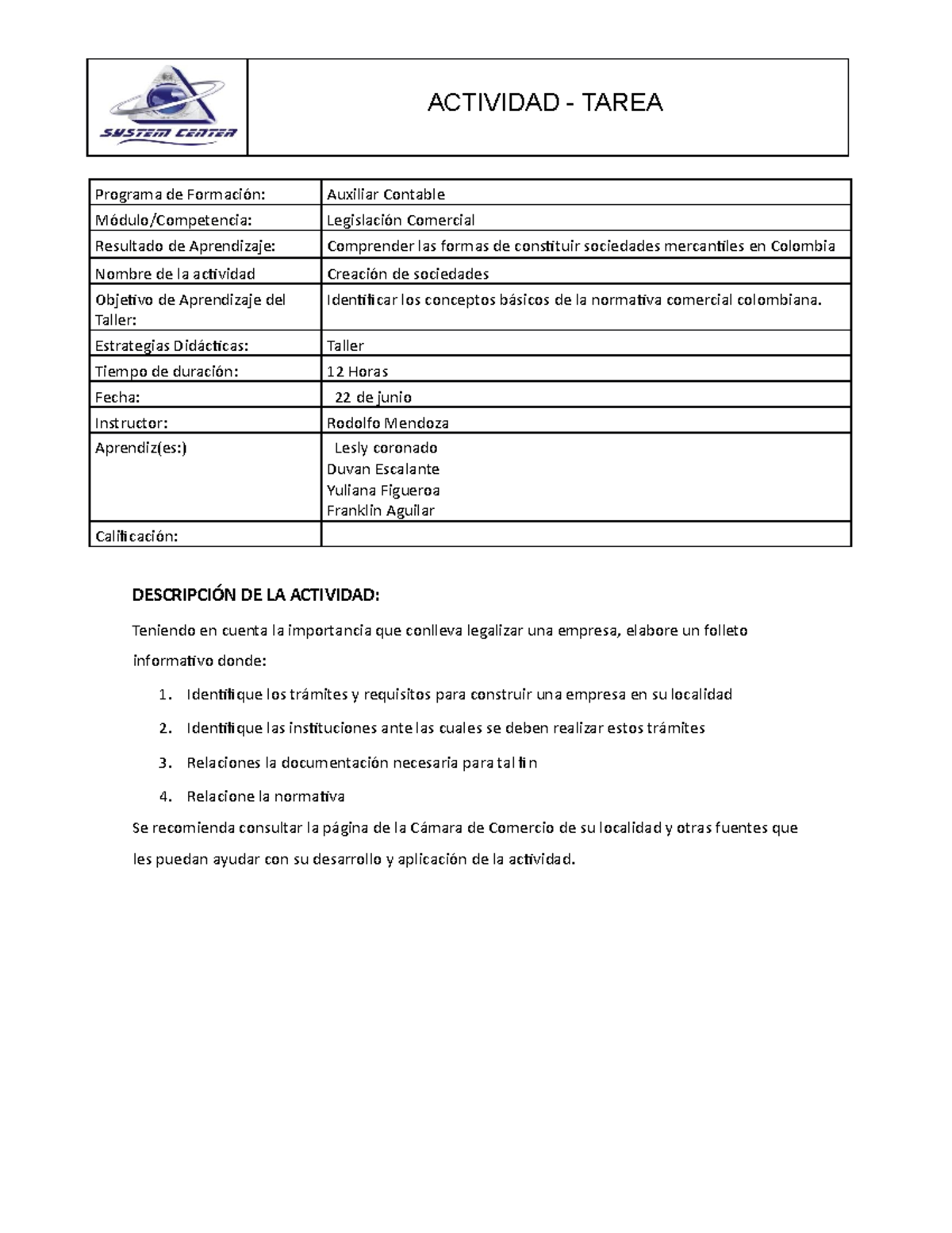 Folleto Nadq ACTIVIDAD TAREA Programa de Formación Auxiliar