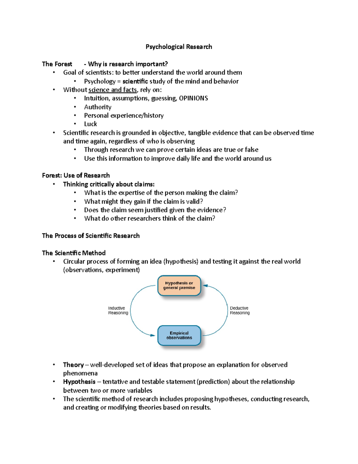 Importance of Psychological Research and Scientific Method - Studocu