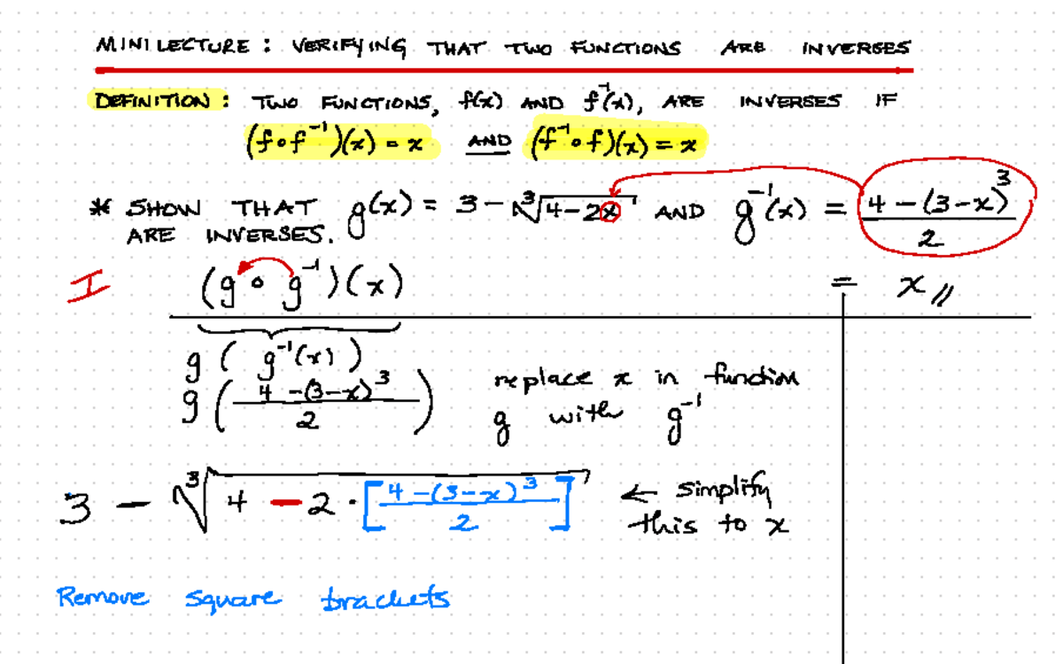 Verifying That Two Functions Are Inverses - Math 0130 - MINI LECTURE ...