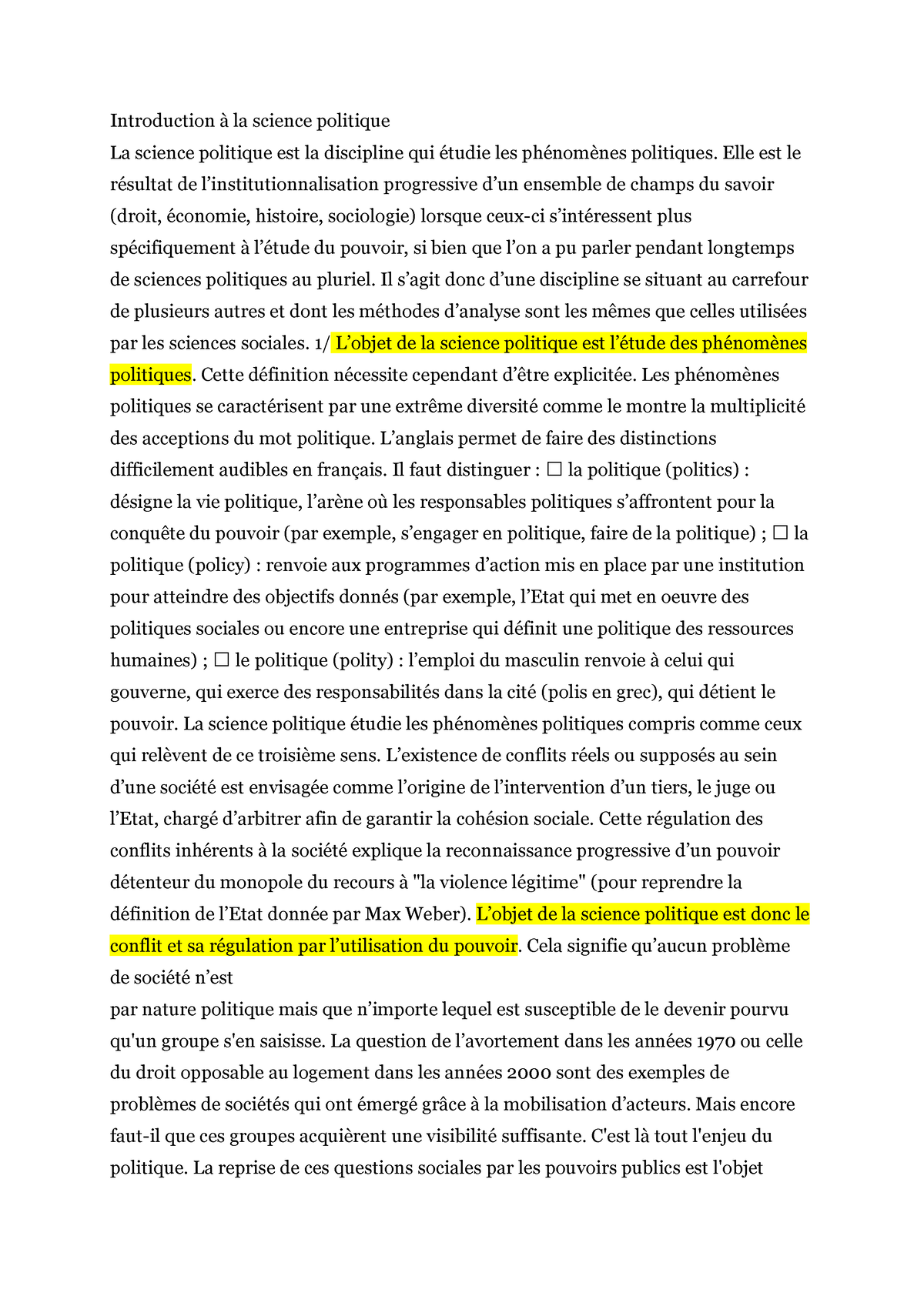 Pdf Intro Sc Cours De Sciences Politiques L1 Introduction à La