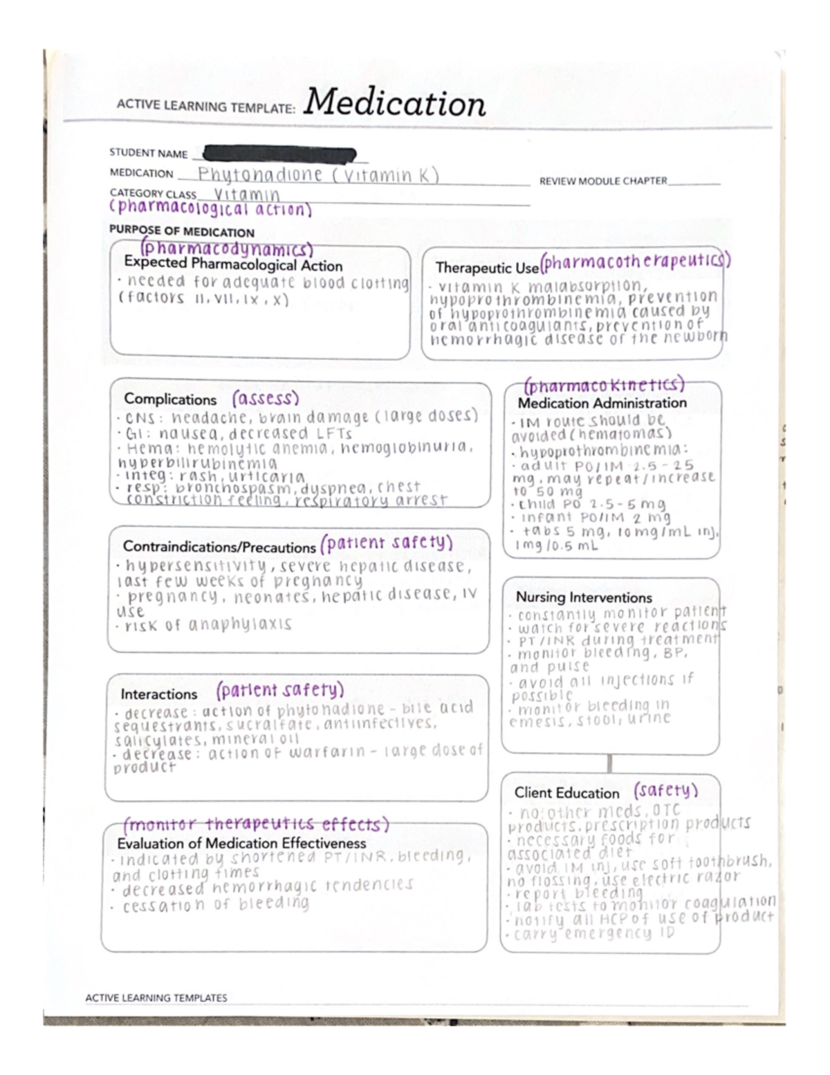 ATI Drug Template Phytonadione NU 306 Studocu