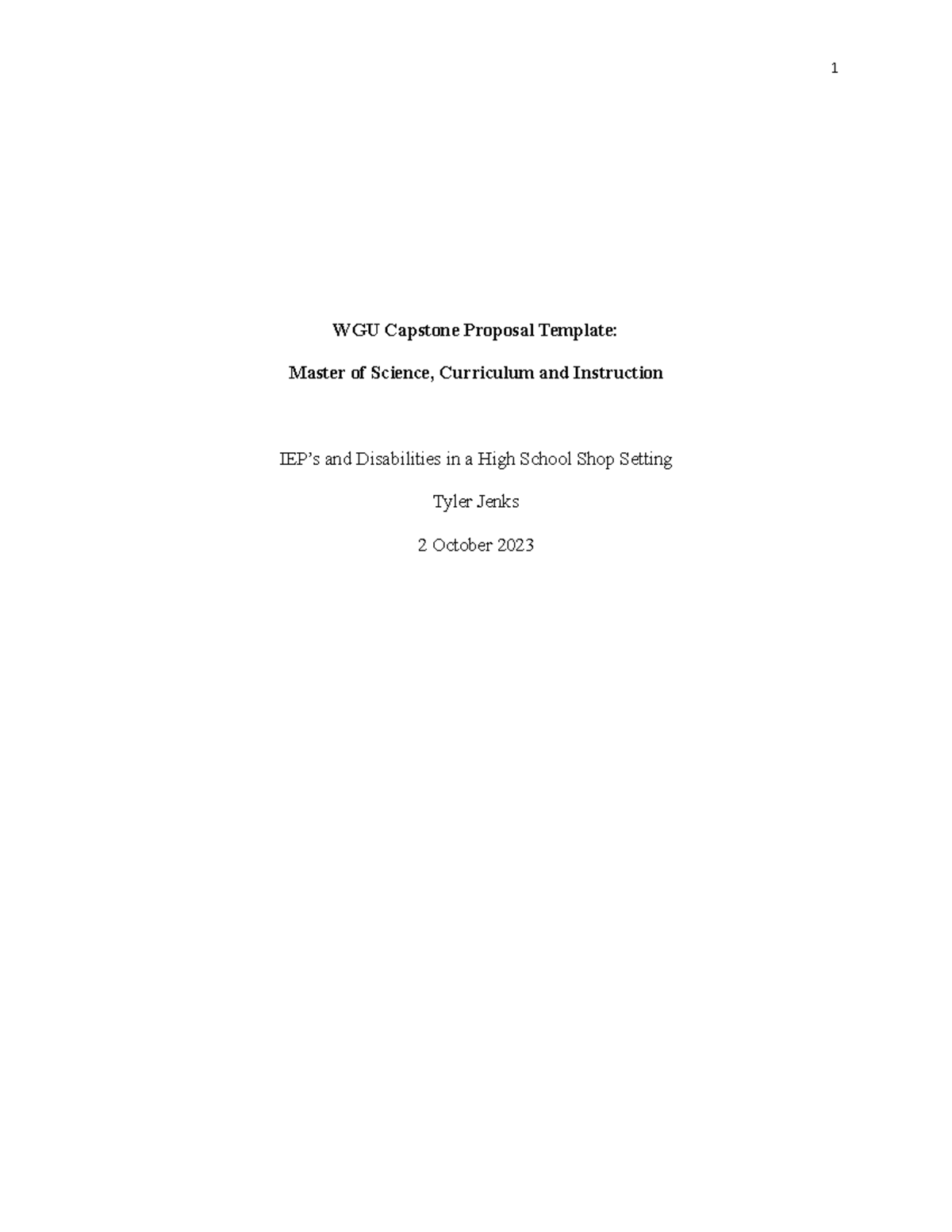 WGU Capstone Proposal Form Attempt 2 - WGU Capstone Proposal Template ...