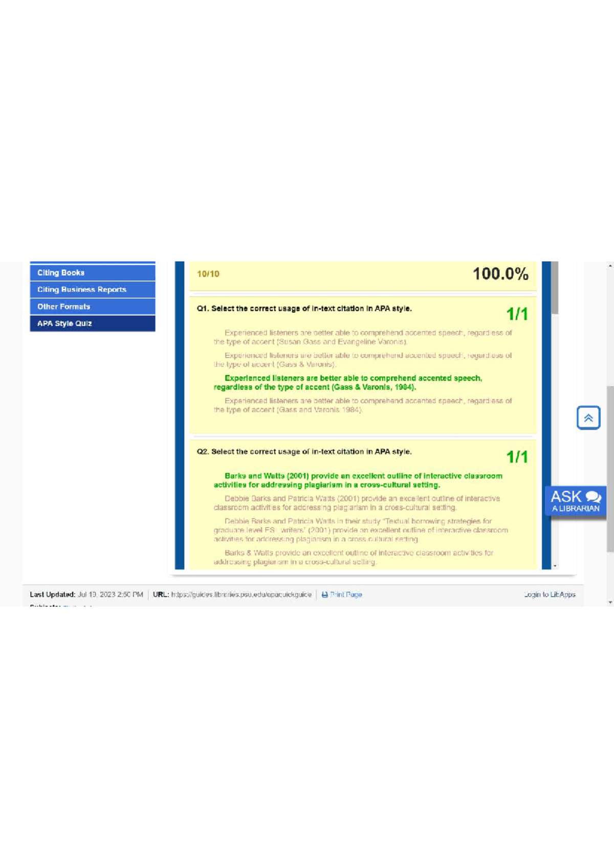 APA quiz - OGL - MRKT 621 - Studocu