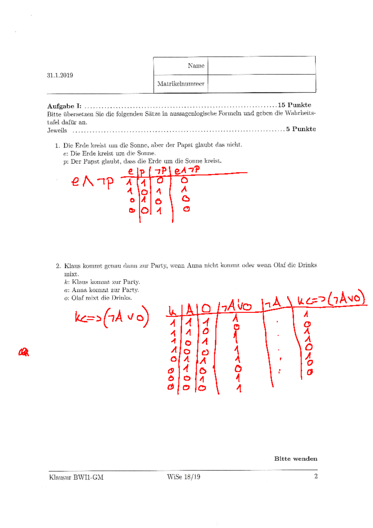 Klausrern Mit Lösungen - Grundlagen Der Mathematik (GM) + Übungen - Studocu