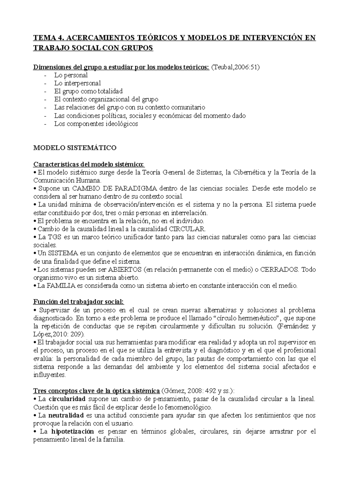 TEMA 4 ts grupos - TEMA 4. ACERCAMIENTOS TEÓRICOS Y MODELOS DE INTERVENCIÓN  EN TRABAJO SOCIAL CON - Studocu