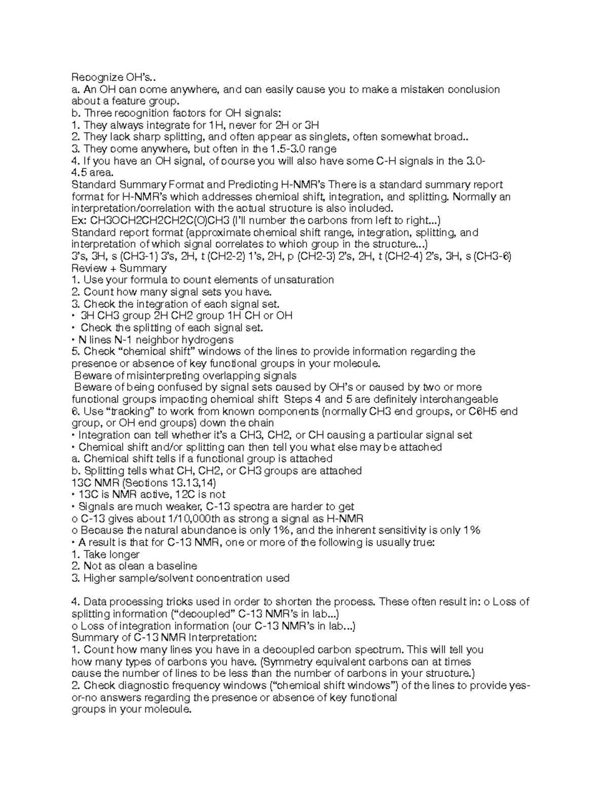 OC 2 6 Notes Recognize OH’s.. a. An OH can come anywhere, and can