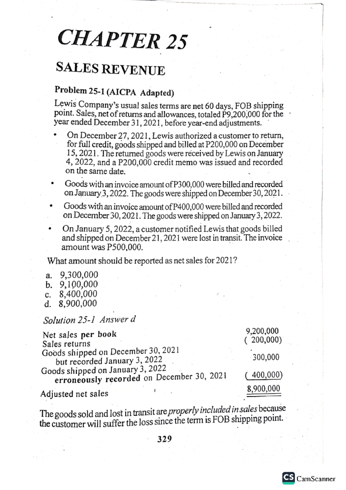 Sales revenue - CHAPTER 25 SALES REVENUE Problem (AICPA Adapted) Lewis ...