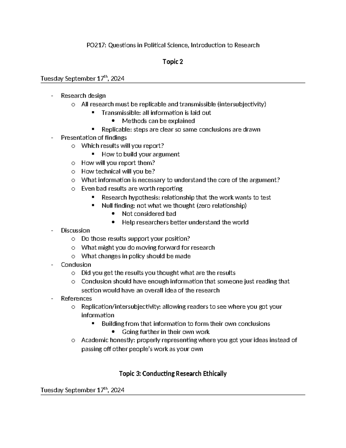 PO217 Notes - PO217: Questions in Political Science, Introduction to ...