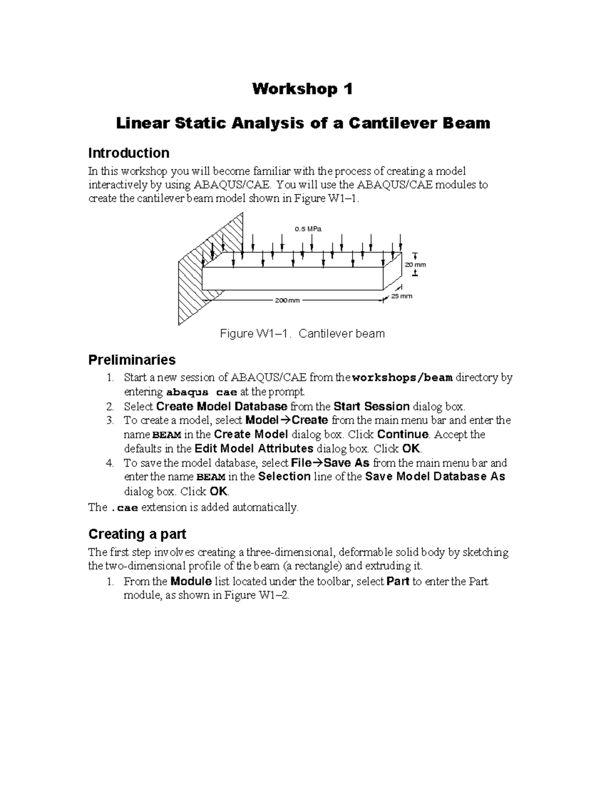Workshop 1-cant-beam - Workshop 1 Linear Static Analysis of a ...