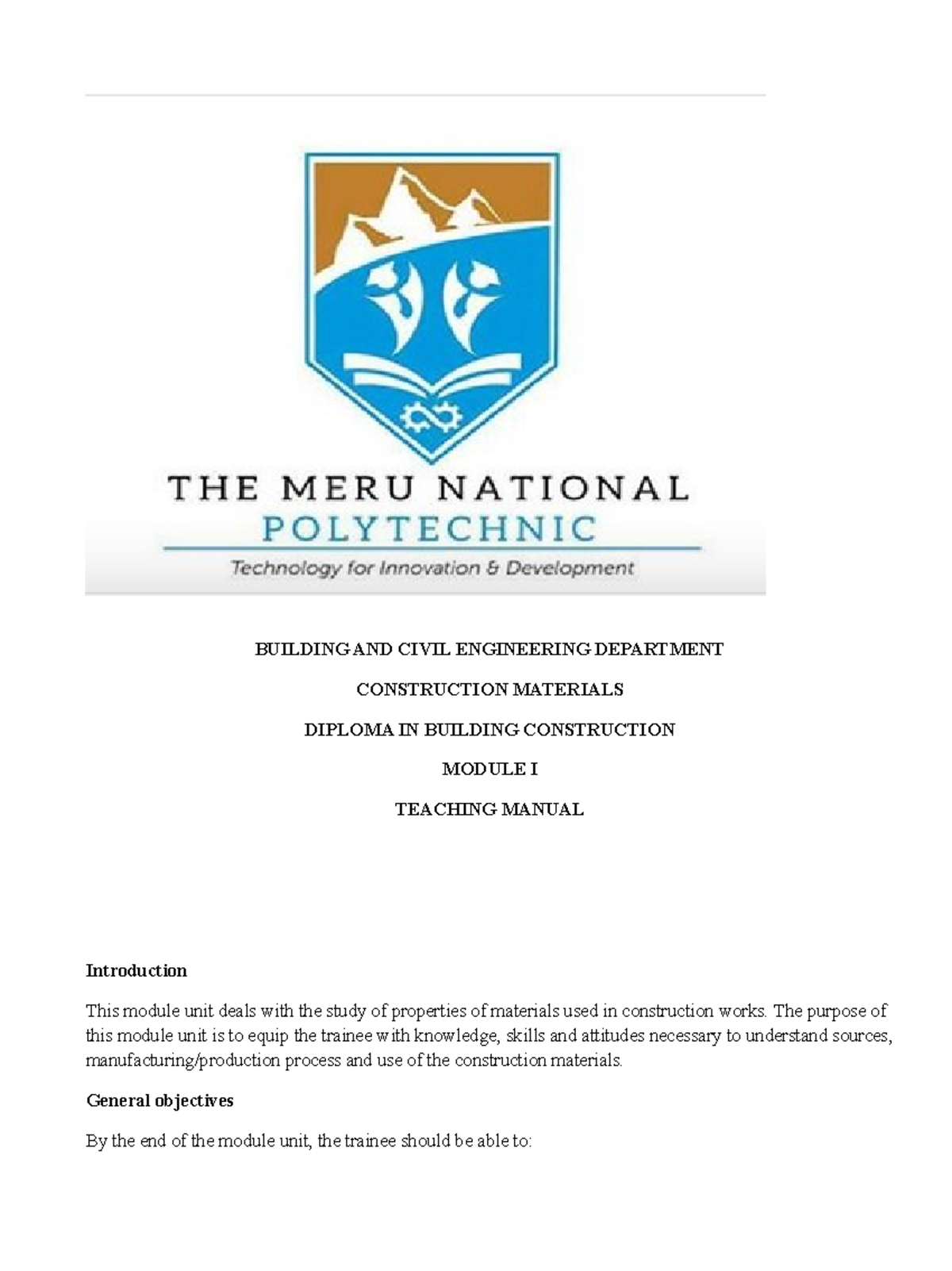 Construction Materials Manual - BUILDING AND CIVIL ENGINEERING ...