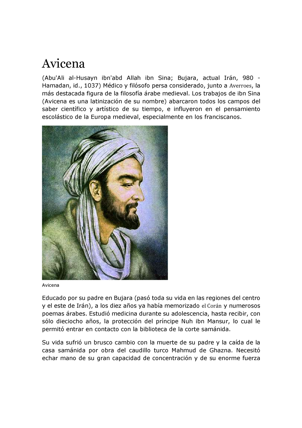 Biografia Avisena - Descripción De La Vida De Este Personaje Importante ...